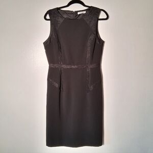 Ricki’s Dress Black Crewneck Sleeveless Lace Detail Fitted Ponte